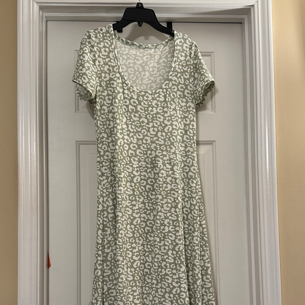 Mint Leopard print Midi dress